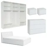 Feldmann-Wohnen Schlafzimmer-Set, Weiß, Holz, 8 Fächer, 5 Schubladen, Rechteckig,Rechteckig, 160x200 cm, Schlafzimmer, Betten