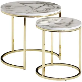 KADIMA DESIGN Beistelltisch Weiß Marmor 80 x 45 x 80 cm
