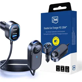 3M 3mk Doppel-Autoladegerät 135W PD QC PPS USB-C USB-A - Schwarz