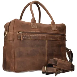 GREENBURRY Vintage Aktentasche Leder 40 cm Laptopfach braun