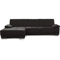 CAVADORE Bettsofa Corianne in Echtleder / Ecksofa inkl. Schlaffunktion und verstellbaren Armlehnen / 282 x 80 x 162 / Echtes Leder, braun