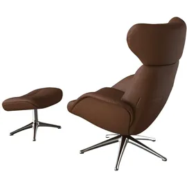 flexlux Relaxsessel FLEXLUX Leder 90 x 107 x 89 cm Braun mit Kopfteil