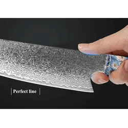 Muxel Damastmesser, das Küchenmesser und Universalmesser unikater Holzgriff Santokumesser mega scharf