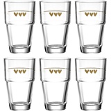 LEONARDO Solo Latte-Macchiato Gläser 6er Set, Glas-Becher mit Herzen Aufdruck, spülmaschinengeeignete Kaffee und Cappuccino Glas, Herzchen Motiv, 410 ml,