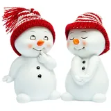 SIKORA DK32 Schneemann mit Strickmützen Dekofiguren für Weihnachten und Winter 2er Set H:11cm