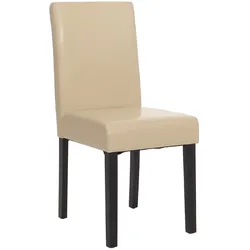 Esszimmerstuhl Littau, Küchenstuhl Stuhl, Kunstleder ~ creme, dunkle Beine
