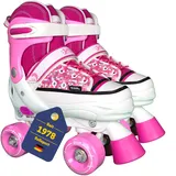 Best Sporting Rollschuhe Kinder Mädchen I Rollschuhe größenverstellbar 32-35 I robuste Inliner für Kinder mit Bremse I rosa - weiß I Rollerskates Schuhe Kinder I Inliner mit 4 Rollen