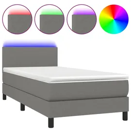 vidaXL Boxspringbett mit Matratze & LED Dunkelgrau 100x200 cm Stoff