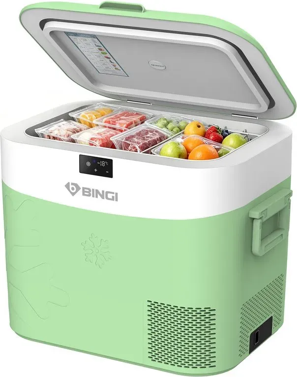 BINGI 22L Kompressor-Kühlbox tragbar, 12/24V DC Auto-Gefrierbox elektrisch mit Schnellkühlung, Mini-Reisekühlschrank für LKW Wohnmobil Camping Picknick Zuhause - Grün