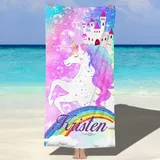 MJARTORIA Personalisiert Strandtuch Microfaser Badetuch mit Namen Kinder Damen, Beach Towel Handtuch Badetuch Stranddecke Schnelltrocknend für Reise Schwimmen Sauna Yoga Fitness 76x152cm Mikrofaser