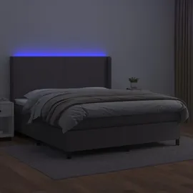 vidaXL Boxspringbett mit Matratze & LED Grau 180x200 cm Kunstleder