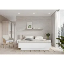 Forte Schlafzimmer-Set »Rondino, Bett + 2 Nachttische+ LED, gepolstertes Kunstleder Kopfteil« Liegefläche 180x200cm, Gesamtmaße ca. 285 x 91.7 x 209cm, Hochglanz mit Sandeiche, wahlweise mit Bettbank