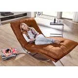 W.Schillig Relaxliege daily dreams Leder 95 x 85 x 169 cm Braun mit Kissen