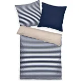 Tom Tailor Tom Tailor, Bettwäsche, Perkal Streifen Dark Navy/Sunny Sand (Bettwäsche Set, 70 x 90 cm, 140 x 200 cm)