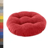 Lsjoaw Sitzkissen Rund 45cm 1 Stück Bodenkissen Rund Sitzpolster Stuhlauflage Sitzpolster Stuhlkissen Polster Auflage für Wohnzimmer Büro Konferenzraum Leinenimitat (Rot)