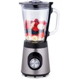 alpina Mixer 1,5L - Smoothie Maker 500W mit Glasbehälter - Küchenmaschine mit 2 Geschwindigkeiten und Pulsfunktion - Blender mit Rutschfeste Fü... - Silber