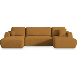 masseno Eckcouch Polyester U-Form mit Schlaffunktion 2-Sitzer Gelb