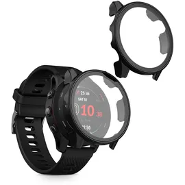 kwmobile 2X Cover kompatibel mit Garmin Forerunner 255 255 Music Hülle für 255/255 - Fullbody Fitnesstracker Case Set aus Glas - Schwarz