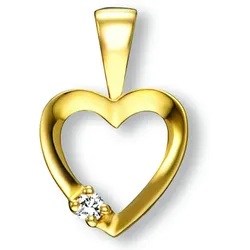 Ketten-Anhänger ONE ELEMENT "Zirkonia Herz Herz Anhänger aus 333 Gelbgold", gold, Schmuckanhänger, Damen, Gelbgold 333, Damen Gold Schmuck Herz
