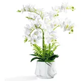 W&W künstliche orchideen im Topf wie echt, künstliche Orchidee Kunstblumen und kunstpflanzen mit Vase,60cm,weiß