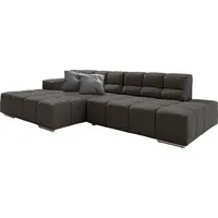 Ecksofa DESIGNWERK "Temple L-Form, tolles Designsofa", schwarz (charcoal), B:286cm T:169cm, 100% Polyester, Sofas, mit Sitztiefenverstellung