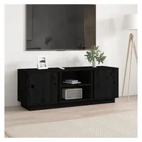 Furnicato TV-Schrank Schwarz 110x35x40,5 cm Massivholz Kiefer