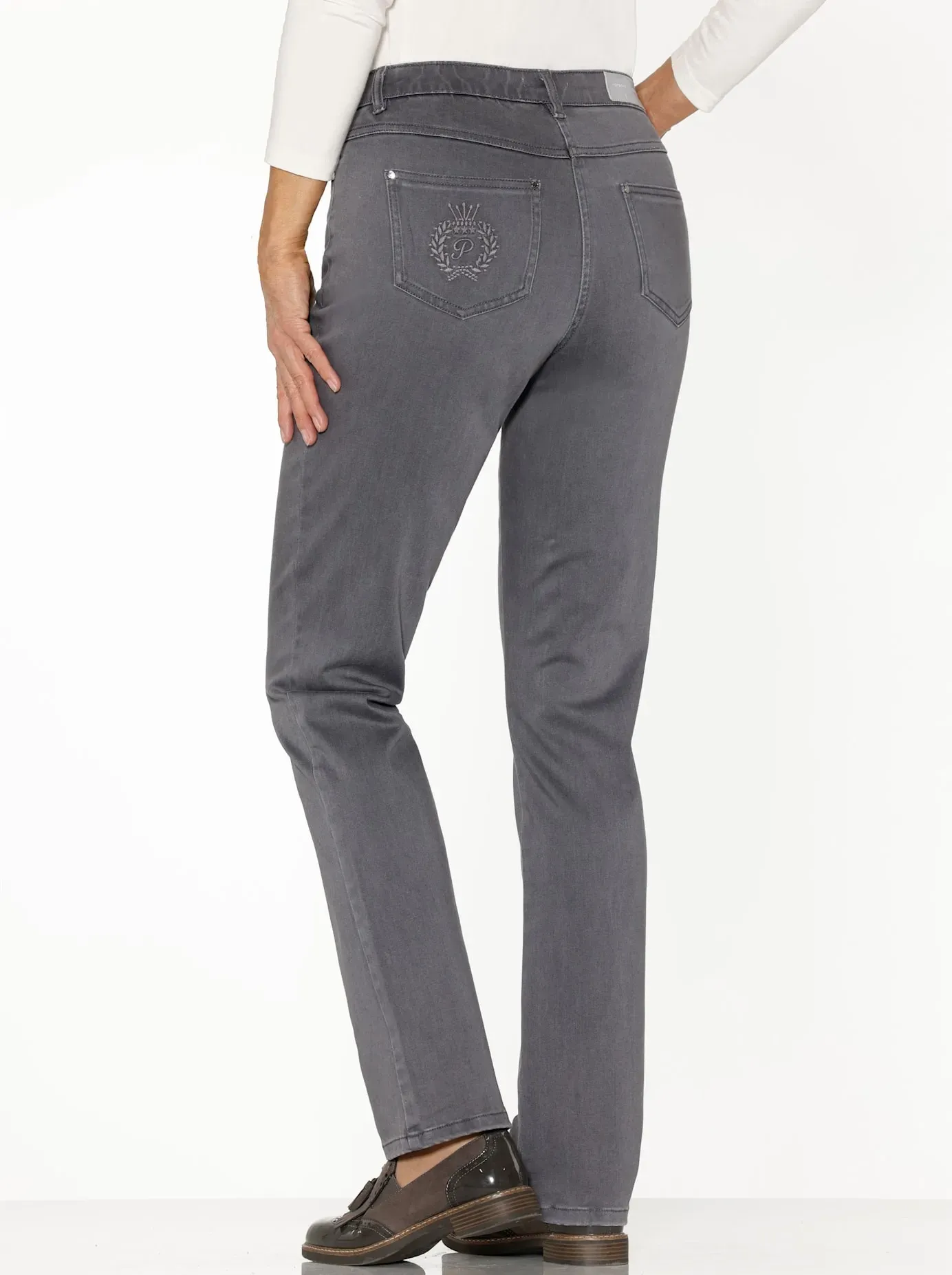 5-Pocket-Jeans CREATION L PREMIUM, Damen, Gr. 36, Normalgrößen, blau (stone, grau, denim), 57% Baumwolle, 33% Modal, 8% Elastomultiester, 2% Elasthan, unifarben, lang, Jeans 5-Pocket-Jeans