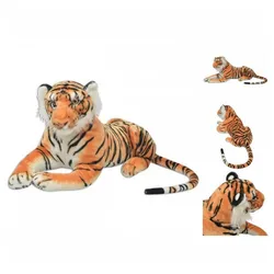 vidaXL Kuscheltier Tiger liegend Plüschtier Stofftier Kuscheltier Braun XXL braun