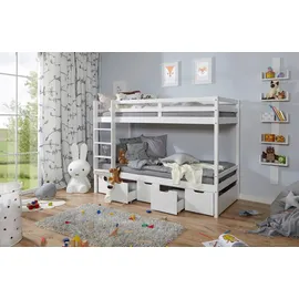 TICAA Etagenbett Finn 90 x 200 cm Kiefer weiß