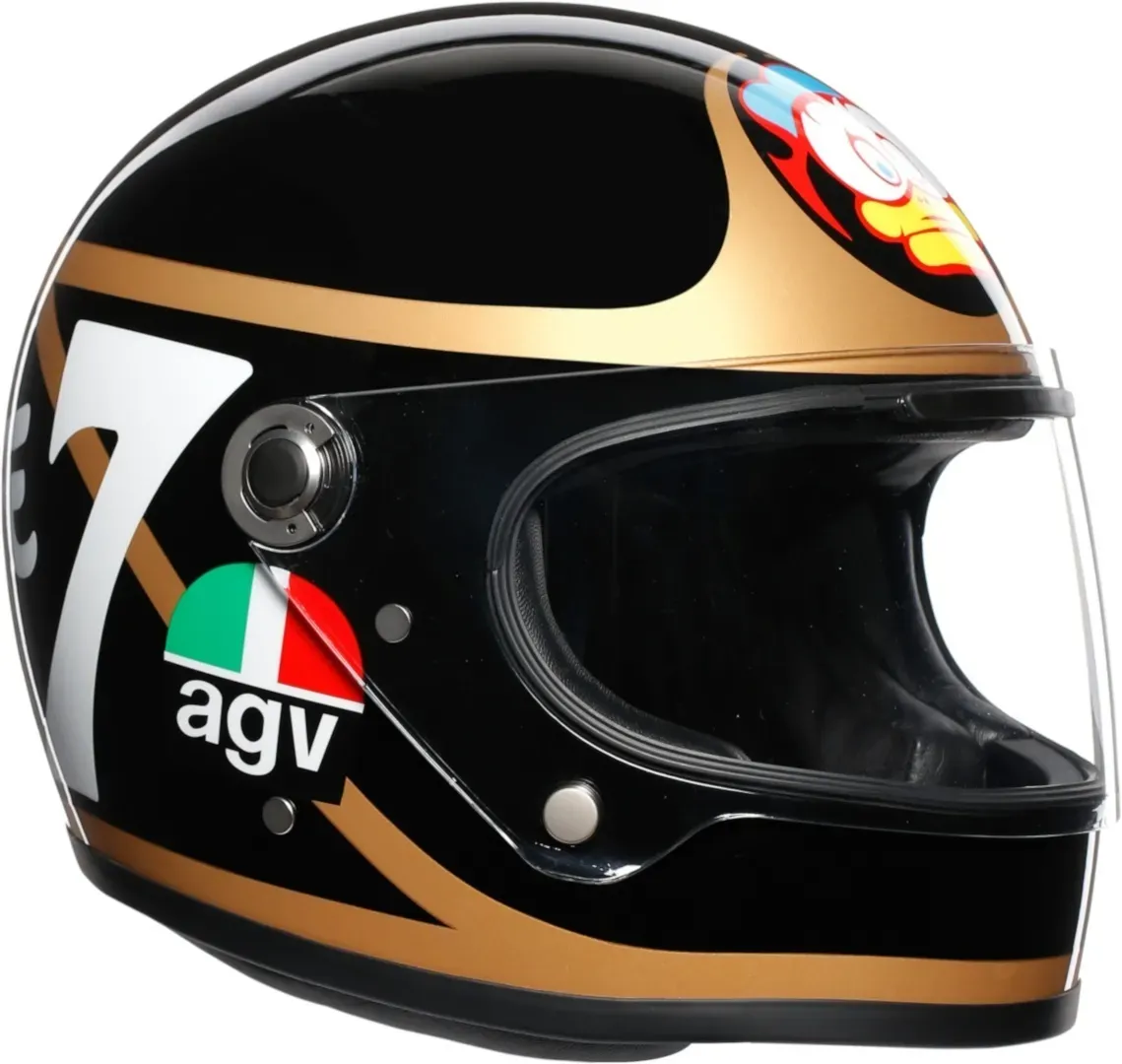 AGV Legends X3000 Barry Sheene Helm, zwart-wit-goud, XS Voorman