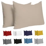 Dreamzie Kissenbezug 30x50 (Set mit 2) - 100% Jersey Baumwolle 150 g/qm Kissenbezüge -Beige - Für Kissenbezug 50x30 cm - Kissenhülle - Resistent und Hypoallergen