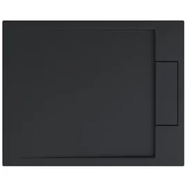 doporro Duschwanne Duschtasse aus Mineral Weiß/Anthrazit inkl. Ablaufgarnitur G04, Rechteckig+AL06, Mineralguss Rechteckig+AL06 | 80 cm x 4 cm x 90 cm