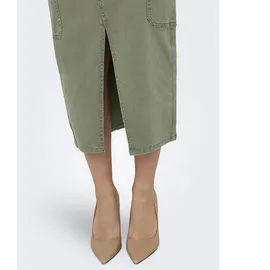 Only Lola Cargo Long Slit Skirt in Olive, Größe S