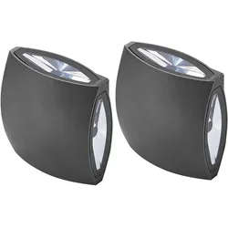 Außenwandleuchte LED Metall schwarz 11 cm 2er Set RAMAPO