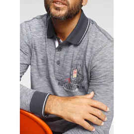 MAN'S WORLD Langarm-Poloshirt blau 4XL