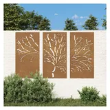 vidaXL 3-tlg. Garten-Wanddeko 105x55 cm Cortenstahl Baum-Design