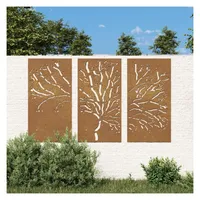 vidaXL 3-tlg. Garten-Wanddeko 105x55 cm Cortenstahl Baum-Design