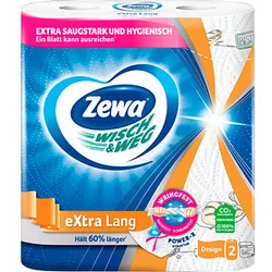 Zewa Küchenrollen WISCH&WEG eXtra Lang Design 2-lagig, 2 Rollen