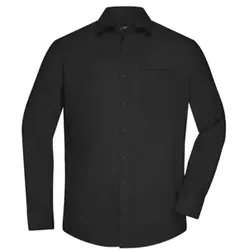 Langarm Herrenhemd Micro-Twill JN682, schwarz, Größe 4XL - schwarz - 4XL
