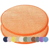 1/2er Set Rund Sitzkissen Kordsamt Rund Stuhlkissen Polster Auflage Kissen, Stuhlauflage rutschfest Sitzpolster für Haus & Garten Büro (Orange,35x35cm (2er-Pack))