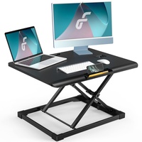 Fenge Sitz-Steh Schreibtisch Höhenverstellbarer Stehpult Tischplatte mit Telefonhalterung, 65x50cm Ergonomische Computertisch Tragbarer für das Heimbüro, Schwarz