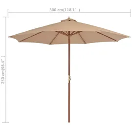 vidaXL Sonnenschirm mit Holz-Mast 300 cm Taupe