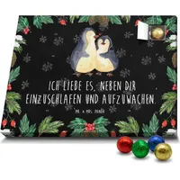 Mr. & Mrs. Panda Schoko Adventskalender Pinguine Einschlafen - Schwarz - Geschenk, Freund, Mitbringsel, Partner, Schokoladen Adventskalender, Valen... - Schwarz