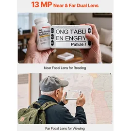 Vevor Tragbare digitale Lupe, 5 Zoll HD elektronische Leselupe, Lesehilfe für Sehschwäche, 2- bis 48-facher Zoom, mit 13 MP Nah- & Fernobjektiv, 26 Farben, AV- & HDMI-Ausgang, klappbarer Griff
