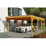 SKANHOLZ Skan Holz Carport Grunewald 427 cm x 796 cm mit EPDM-Dach Eiche Hell