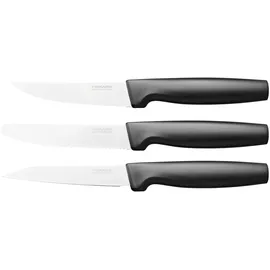 Fiskars Messer-Set, 3-teilig, Functional Form, Schälmesser, Allzweckmesser & Tischmesser, Functional Form, Edelstahl/Kunststoff, Schwarz, 1057561