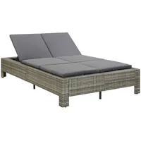 GuyAna 2-Personen-Sonnenliege mit Auflage Sonneninsel Auflagen Rattanliege Outdoor Gartenbett Balkon Bett Outdoor Grau Rattan