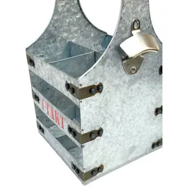 DanDiBo Ambiente Bierträger Metall mit Öffner 22 x 33 x 20 cm Silber