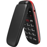 USHINING GSM Seniorenhandy Klapphandy ohne Vertrag, Großtasten Mobiltelefon Einfach mit Notruftaste 1,77 Zoll Farbdisplay - Schwarz