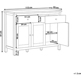 Beliani Sideboard mit 3 Türen ATOCA Cremeweiß